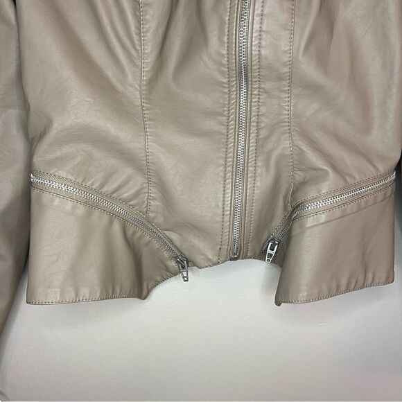 Blank NYC Brown/Tan Vegan Leather Moto Biker Jacket Size Small - Picture 7 of 9